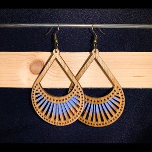 Hand painted & wood stained earrings